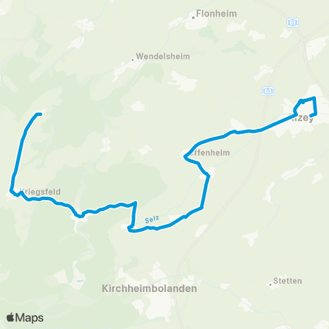 Verkehrsverbund Rhein-Neckar Mörsfeld / Kirchheimbolanden - Rittersheim - Stetten - Alzey / Flörsheim-Dalsheim map