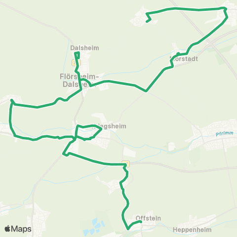 Verkehrsverbund Rhein-Neckar Offstein - Monsheim - Wachenheim - Mölsheim - Flörsheim-Dalsheim - Mörstadt - Abenheim - Gundheim map