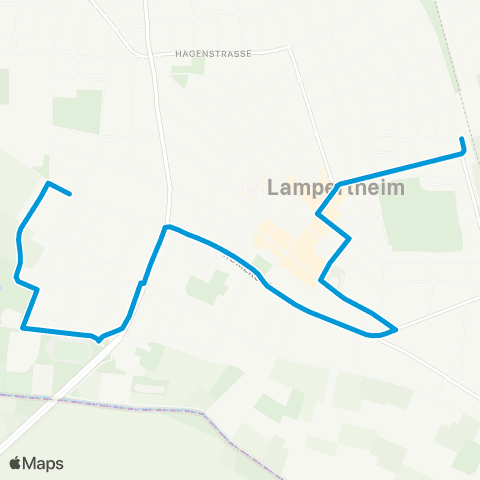 Verkehrsverbund Rhein-Neckar Stadtbus Lampertheim Bahnhof - Biedensand map