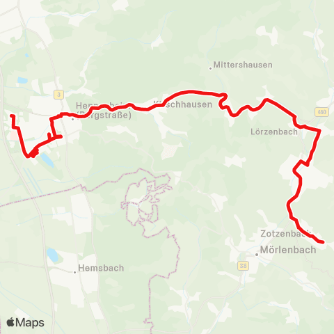 DB Regio Zotzenbach - Rimbach - Fahrenbach - Lörzenbach - Heppenheim map