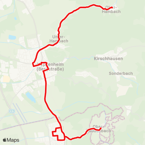 DB Regio Hambach - Heppenheim - Laudenbach - Ober-Laudenbach map
