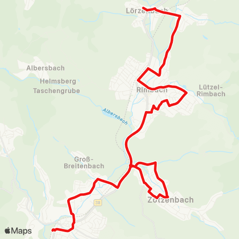 DB Regio Mörlenbach - Zotzenbach - Rimbach - Fahrenbach - Lörzenbach map