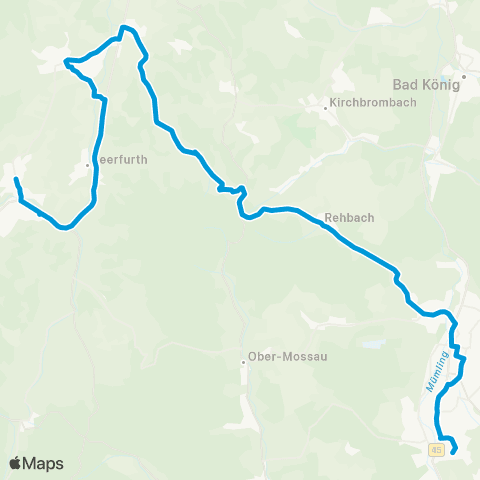 Verkehrsverbund Rhein-Neckar Erbach - Michelstadt - Ober-Kainbach - Reichelsheim map