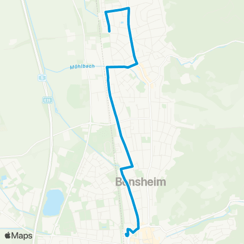 Verkehrsverbund Rhein-Neckar Bensheim Bf / ZOB - Rathaus - Auerbach Bf - Vogelherd map