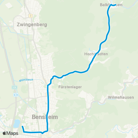 Verkehrsverbund Rhein-Neckar Balkhausen - Hochstädten - Auerbach - Bensheim map