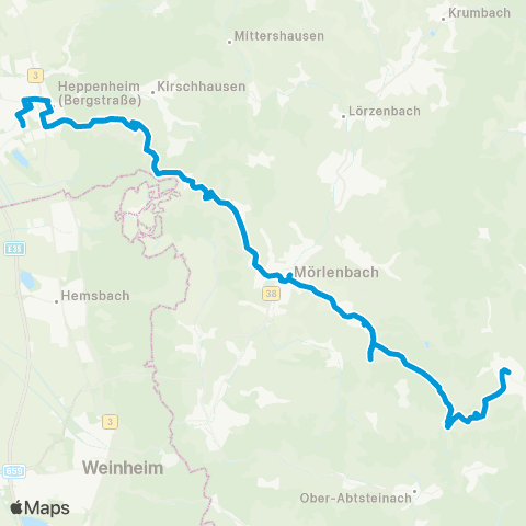 Verkehrsverbund Rhein-Neckar Heppenheim - Mörlenbach - Wald-Michelbach map