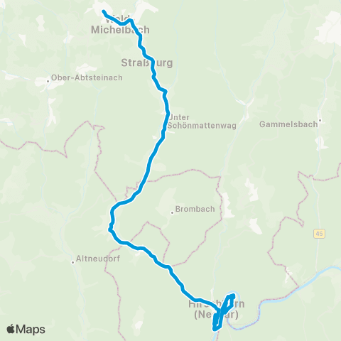 Verkehrsverbund Rhein-Neckar Wald-Michelbach - Heddesbach - Langenthal - Hirschhorn map