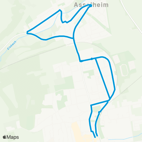 Verkehrsverbund Rhein-Neckar Stadtverkehr Grünstadt Bahnhof - Asselheim - Bahnhof (Friedrich-Ebert-Str.) map