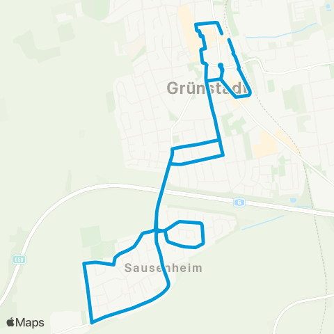 Verkehrsverbund Rhein-Neckar Stadtverkehr Grünstadt Bahnhof (Friedrich-Ebert-Str.) - Sausenheim - Bahnhof map