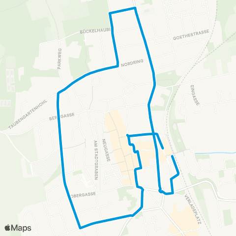 Verkehrsverbund Rhein-Neckar Stadtverkehr Grünstadt Ringlinie Bahnhof - Krankenhaus - Bahnhof map