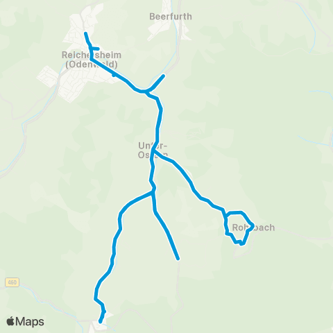 VRN Wersau - Höllerbach - Brensbach - Wallbach - Affhöllerbach Nieder-Kainsbach - Fränk.-Crumbach - Reichelsheim map