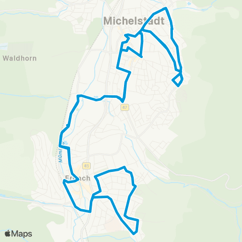 VRN CityBus Michelstadt - Erbach Ost - Michelstadt map