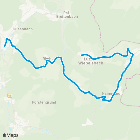 VRN Lützelbach - Seckmauern - Haingrund - Breitenbrunn - Rimhorn - Höchst map