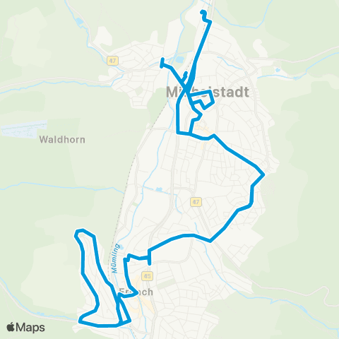 VRN CityBus Steinbach - Michelstadt - Erbach West - Michelstadt - Steinbach map
