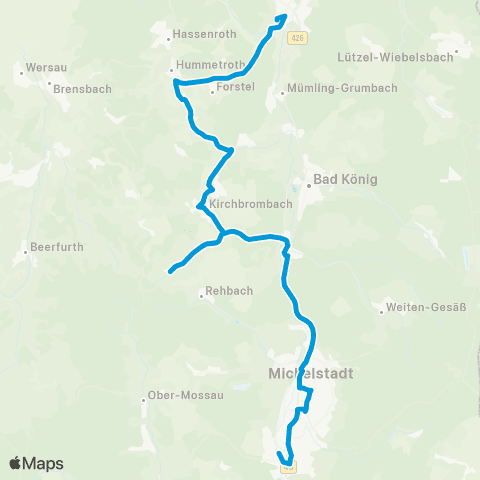 VRN Michelstadt - Bad König - Brombachtal - Hassenroth map