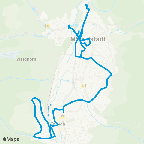VRN CityBus Steinbach - Michelstadt - Erbach West - Michelstadt - Steinbach map