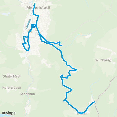 VRN Bullau - Erlenbach - Erbach - Michelstadt map