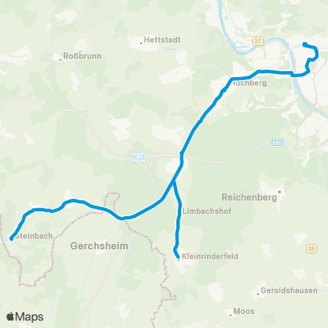 Verkehrsverbund Rhein-Neckar Würzburg - Kist - Kleinrinderfeld / Altertheim - Wenkheim map