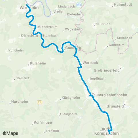 Verkehrsverbund Rhein-Neckar Lauda - Tauberbischofsheim - Wertheim map