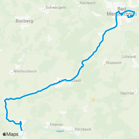 SWEG Krautheim - Assamstadt - Bad Mergentheim map