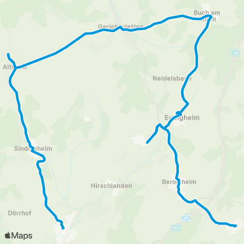 Verkehrsverbund Rhein-Neckar Rosenberg - Sindolsheim - Altheim - Eubigheim - Berolzheim - Schillingstadt map