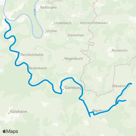 Verkehrsverbund Rhein-Neckar Wertheim - Werbach - Tauberbischofsheim - Lauda map