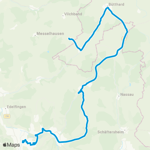 Verkehrsverbund Rhein-Neckar Bad Mergentheim - Igersheim - Simmringen - Bütthard - Bowiesen map