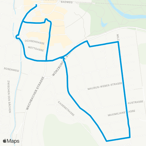 SWEG Stadtbus Bad Mergentheim Weberdorf - Bahnhof - Herrenwiesen map