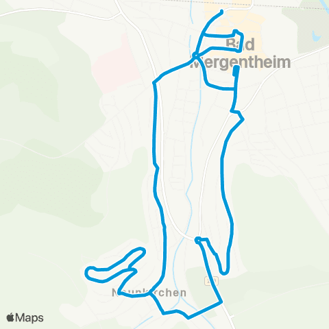 SWEG Stadtbus Bad Mergentheim Igersheim - Bahnhof - Neunkirchen map