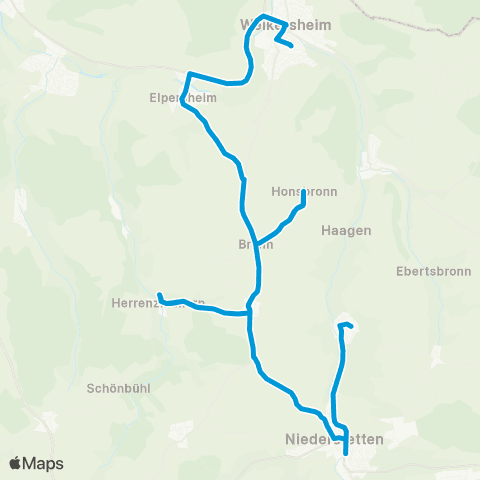 Verkehrsverbund Rhein-Neckar Niederstetten - Pfitzingen - Rüsselhausen - Weikersheim map