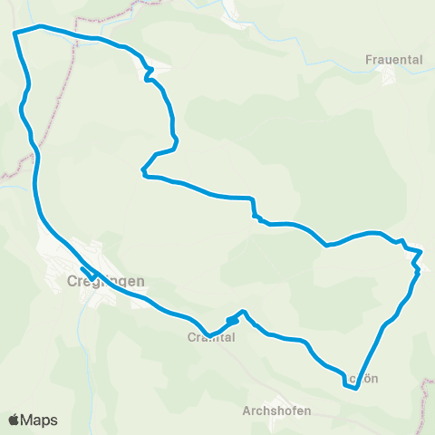 Verkehrsverbund Rhein-Neckar Creglingen - Archshofen - Freudenbach - Creglingen map
