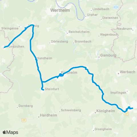 Seitz Bus GmbH & Co. KG Tauberbischofsheim - Külsheim - Wertheim map