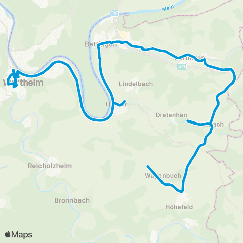 Verkehrsverbund Rhein-Neckar Wertheim - Bettingen - Dertingen - Kembach - Höhefeld map