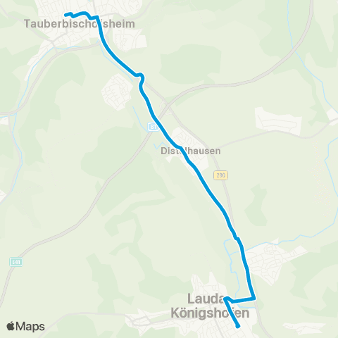 Verkehrsverbund Rhein-Neckar Night-Life-Shuttle Tauberbischofsheim - Lauda map