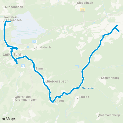 Verkehrsverbund Rhein-Neckar Ramstein - Landstuhl - Bann - Queidersbach - Linden - Krickenbach - Kaiserslautern map