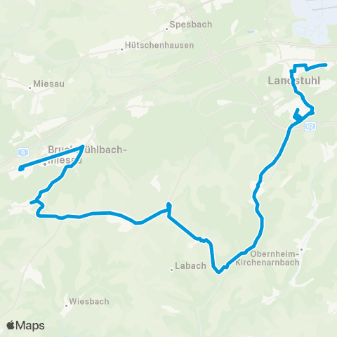 Verkehrsverbund Rhein-Neckar Landstuhl - Mittelbrunn - Gerhardsbrunn - Martinshöhe - Bruchmühlbach map