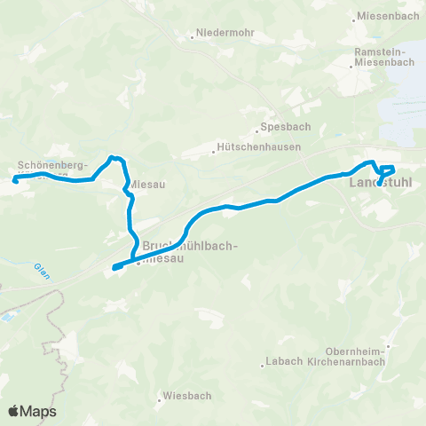 Verkehrsverbund Rhein-Neckar Landstuhl - Bruchmühlbach - Miesau - Schönenberg map
