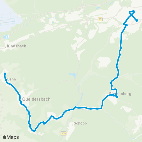 Verkehrsverbund Rhein-Neckar Bann - Queidersbach - Stelzenberg - Kaiserslautern map