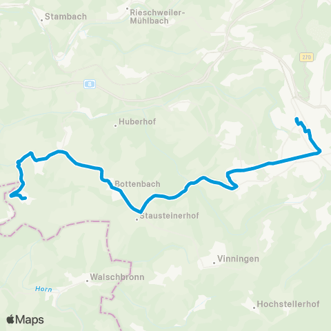 Verkehrsverbund Rhein-Neckar Pirmasens - Bottenbach - Großsteinhausen - Riedelberg map