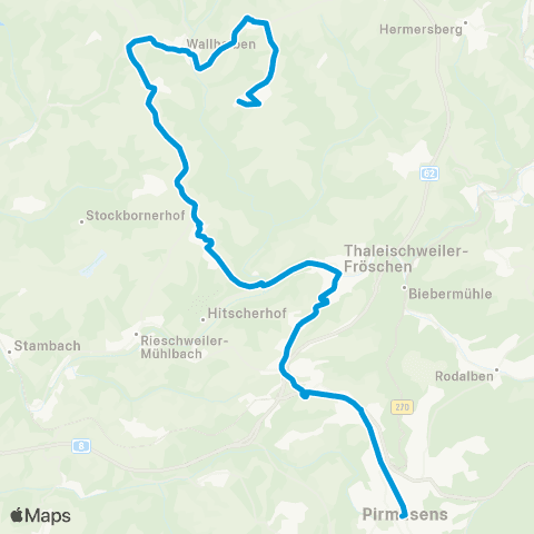 Verkehrsverbund Rhein-Neckar Pirmasens - Thaleischweiler-Fröschen - Maßweiler - Reifenberg - Wallhalben map