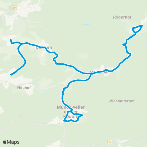 Verkehrsverbund Rhein-Neckar Waldfischbach-Burgalben - Clausen - Rodalben - Pirmasens map