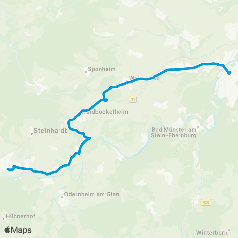 Verkehrsverbund Rhein-Neckar Pirmasens - Lemberg - (Hinterweidenthal) - Dahn map