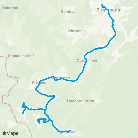 Verkehrsverbund Rhein-Neckar Pirmasens - Vinningen - Kröppen - Trulben - Schweix / Hilst - Eppenbrunn map