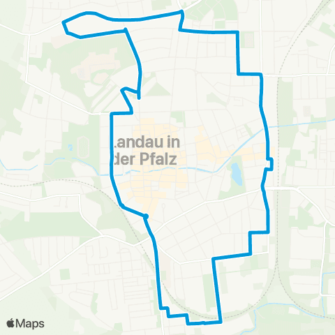 Verkehrsverbund Rhein-Neckar Landau Hbf - Malerviertel - Zentrum - Ebenberg - Hbf map