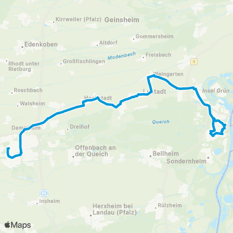 Verkehrsverbund Rhein-Neckar Germersheim - Lingenfeld - Weingarten - Lustadt - Hochstadt - Landau map