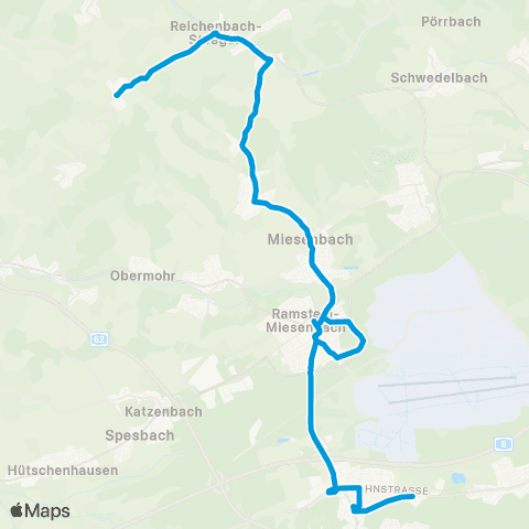 VRN Reichenbach - Steegen - Kottweiler - Schwanden - Miesenbach - Ramstein - Landstuhl map