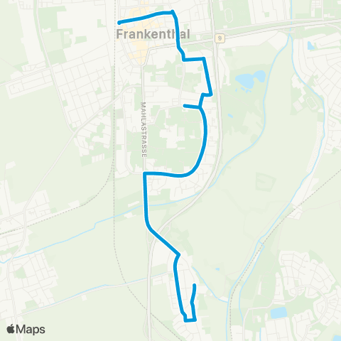Verkehrsverbund Rhein-Neckar Frankenthal  Hbf - Strandbad - Studernheim map