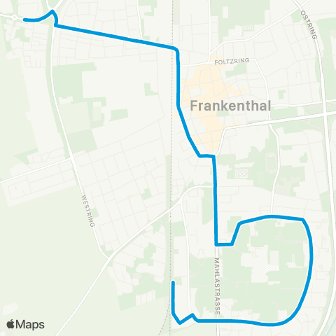 Verkehrsverbund Rhein-Neckar Frankenthal Stadtklinik - Frankenthal Süd map