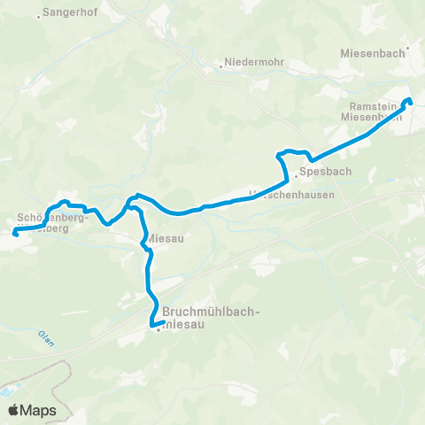 VRN Ramstein - Hütschenhausen - Bruchmühlbach-Miesau - Schönenberg map