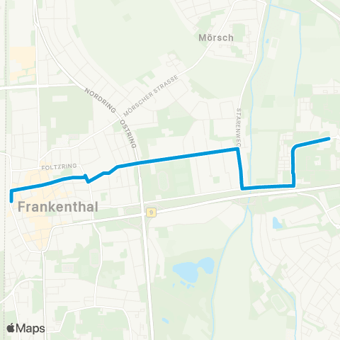 VRN Frankenthal Frankenthal Hbf. - Feierabendhaus - Pfingstweide Zentrum map